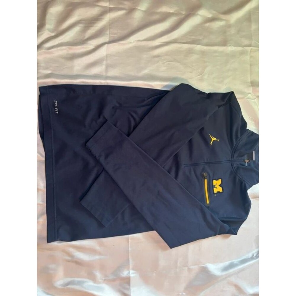 Jordan Nike Dri-FIT Michigan Wolverines 1/4 Zip Pullover Jacket Blue S